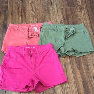 Old Navy Women's Shorts Bundle- Coral, Olive, Fuchsia